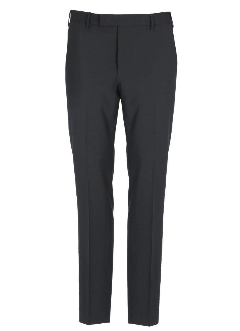 Pt Torino Dark Grey Wool Straight-Leg Pants