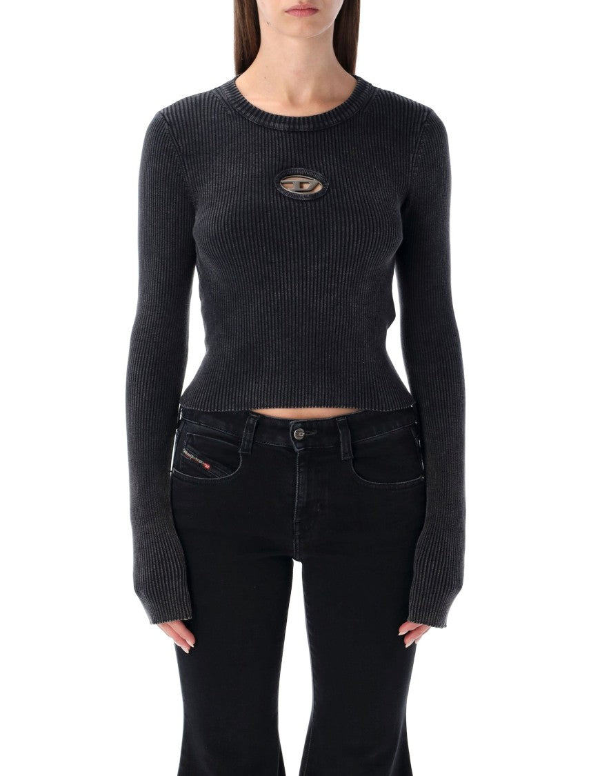 Diesel M-Anchor-A Black Ribbed Long-Sleeve Top