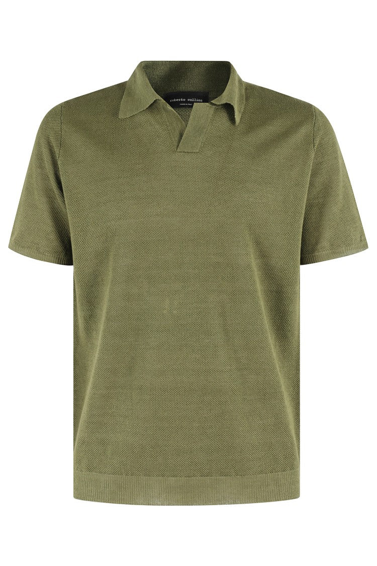 Roberto Collina Military Green Short Sleeve Piquet Polo Shirt