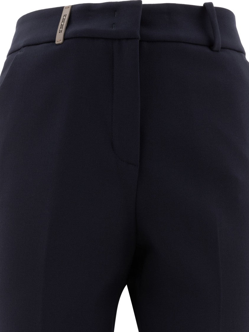Peserico Fitted Blue Tailored Trousers