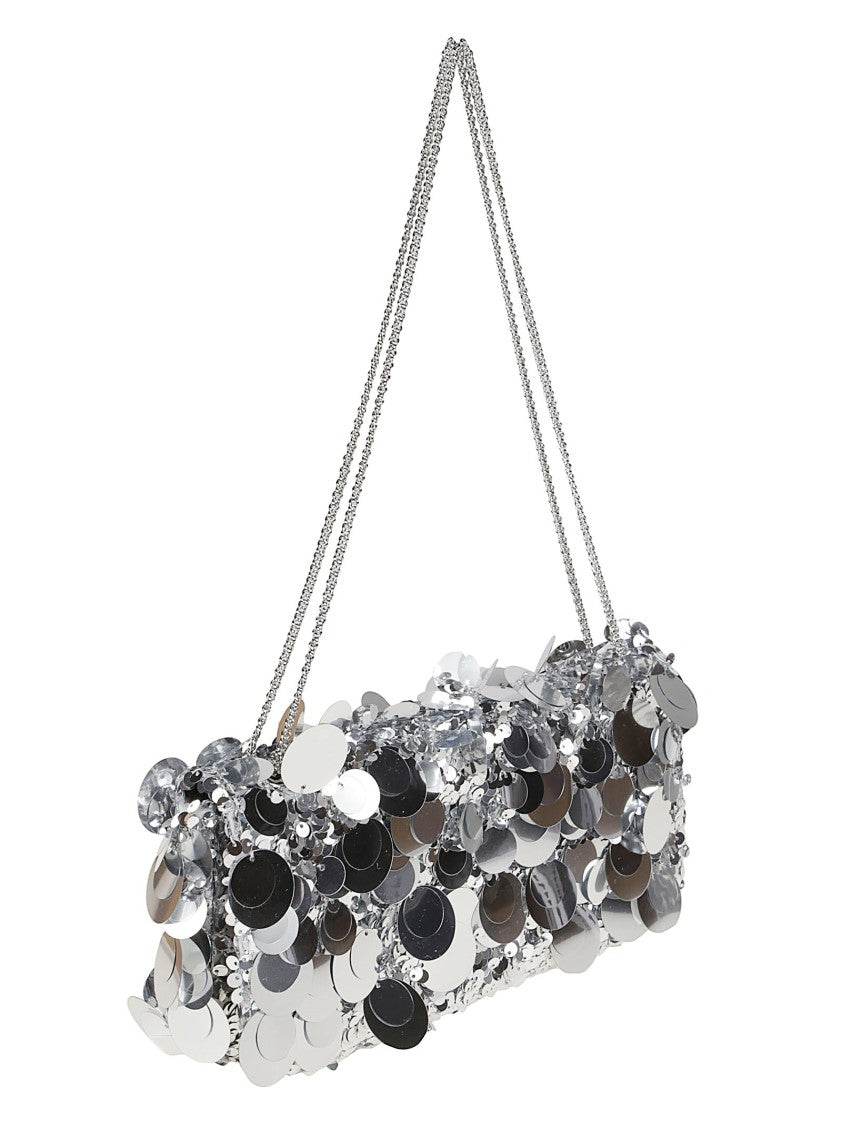 Rabanne Sparkle Baguette Cylindrical Lamb Leather Shoulder Bag
