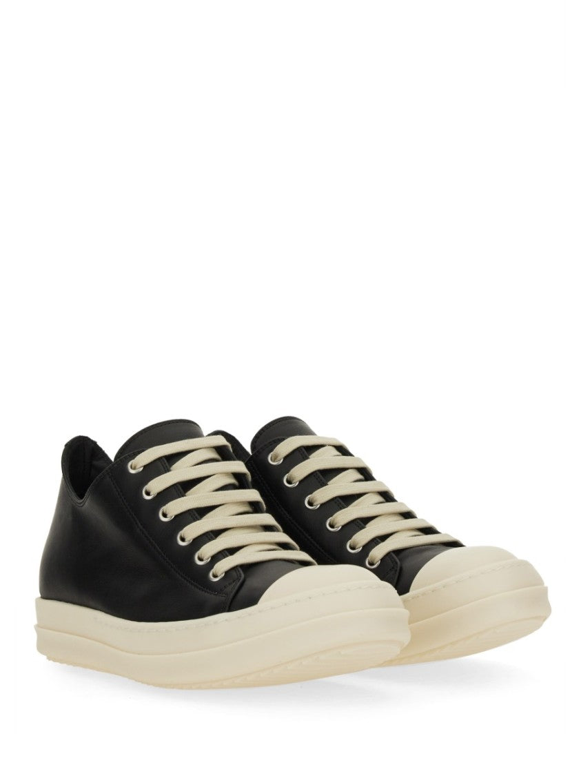 Rick Owens Black Leather Sneakers