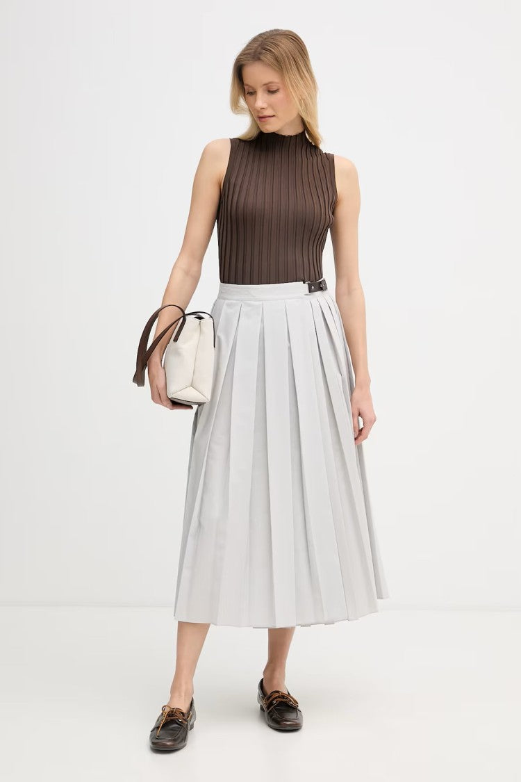 Max Mara Ribbed Texture Sleeveless Top With High Neckline