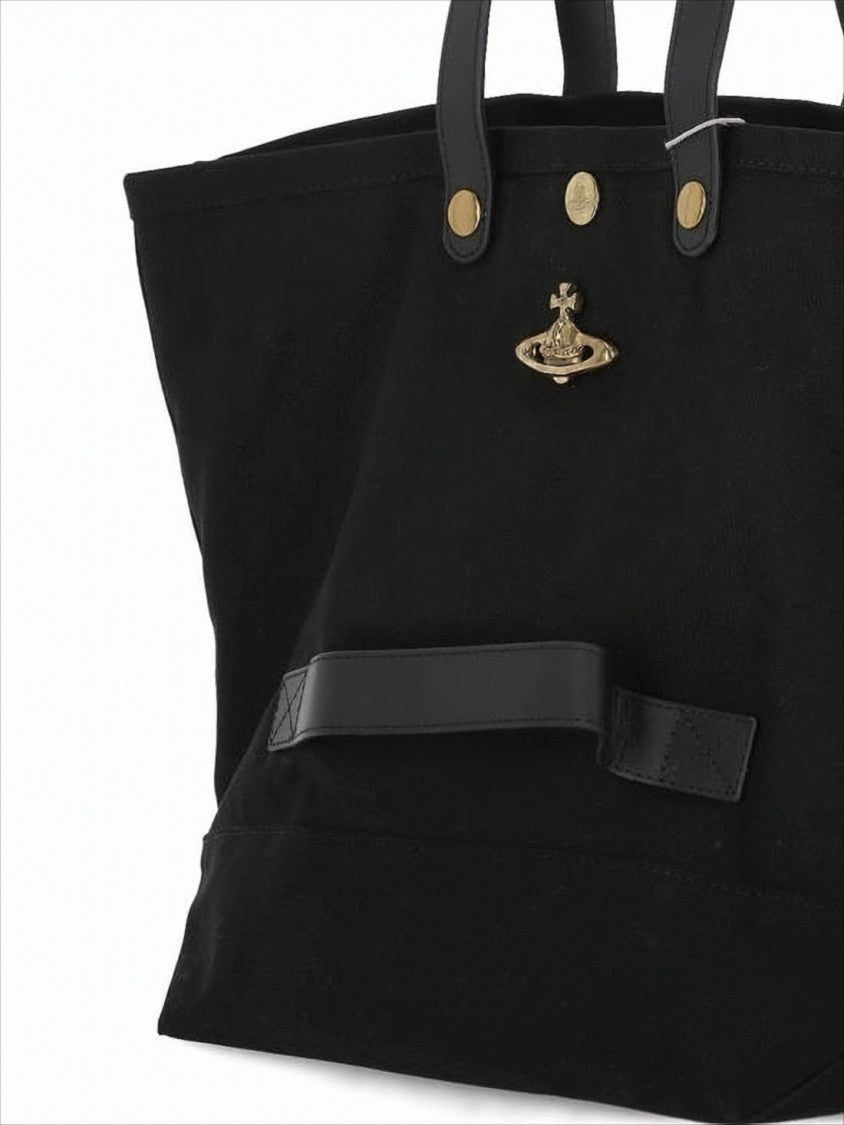 Vivienne Westwood Structured Canvas Shoulder Bag With Leather Accents