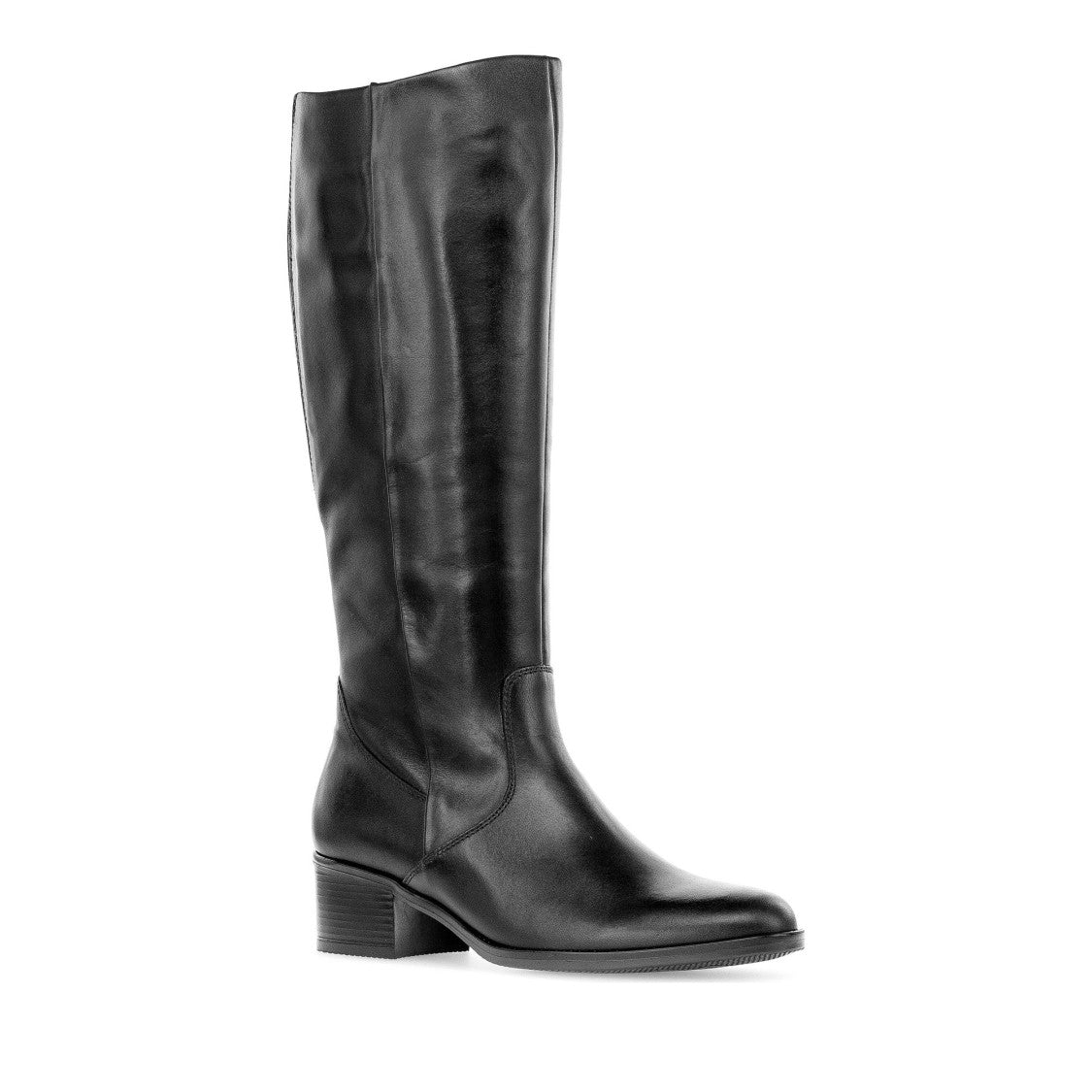 Gabor Black Mid-Height Rounded Toe Leather Boots