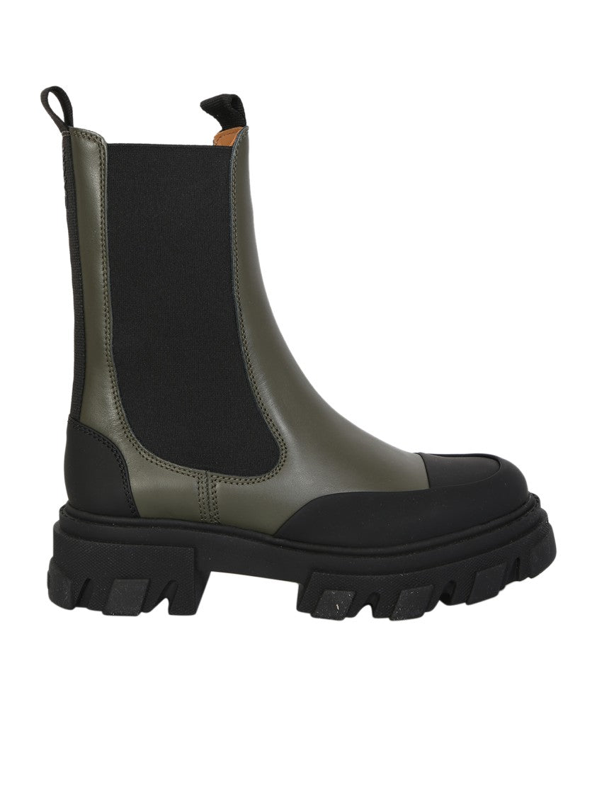 Ganni Modern Round Toe Boots With Elasticated Ankles And Ridged Rubber Sole