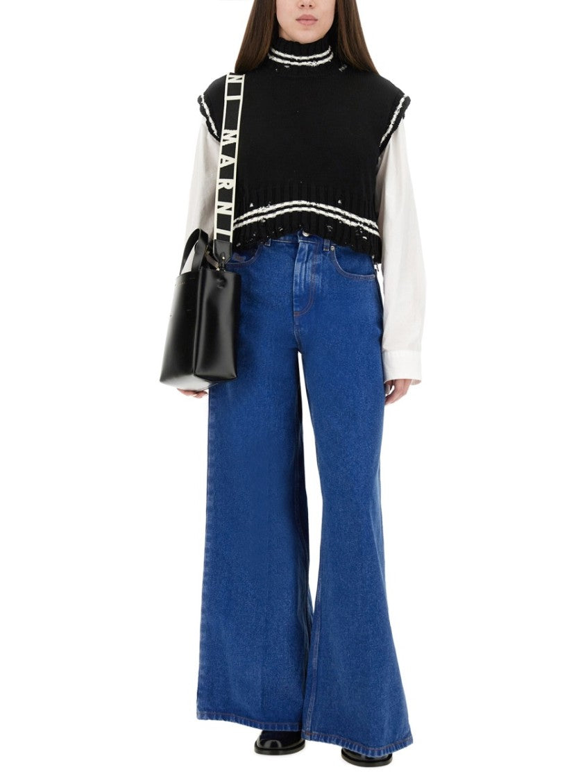 Marni Cropped Cotton Vest With Contemporary Design