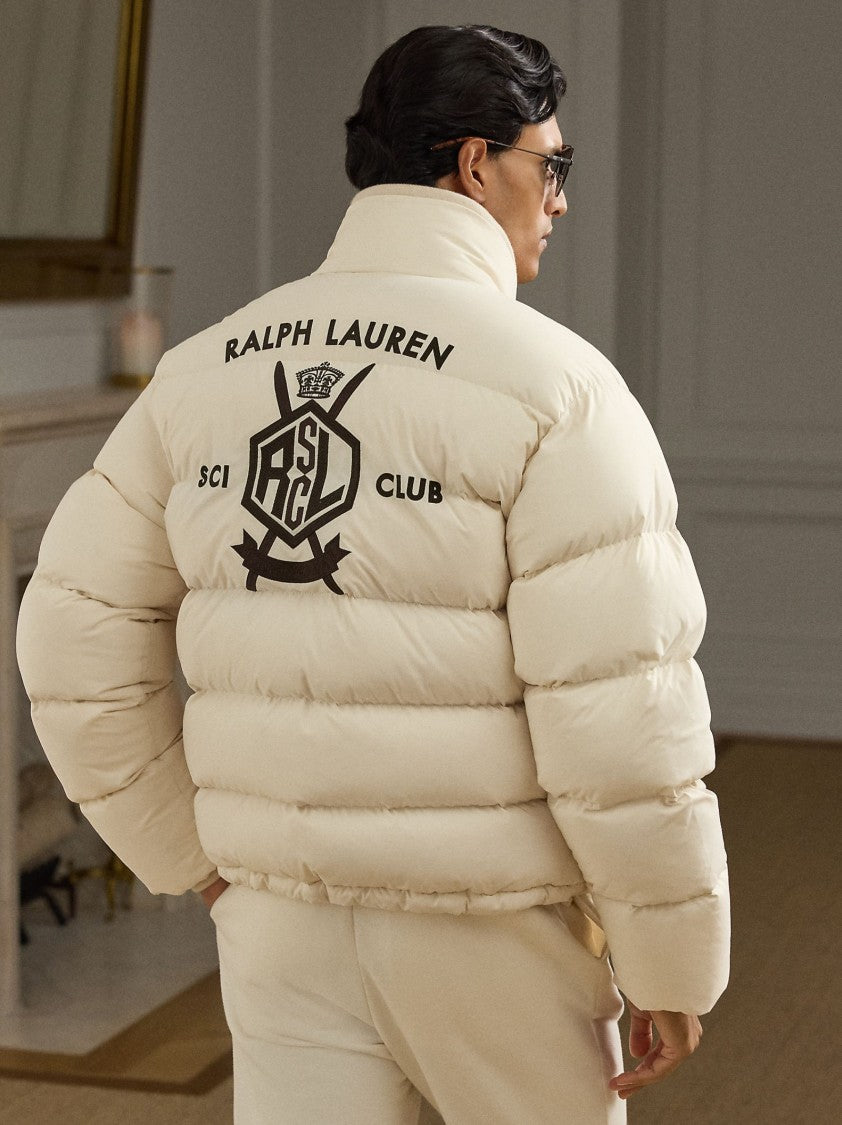 Polo Ralph Lauren Quilted Beige Down Jacket With Logo Embroidery