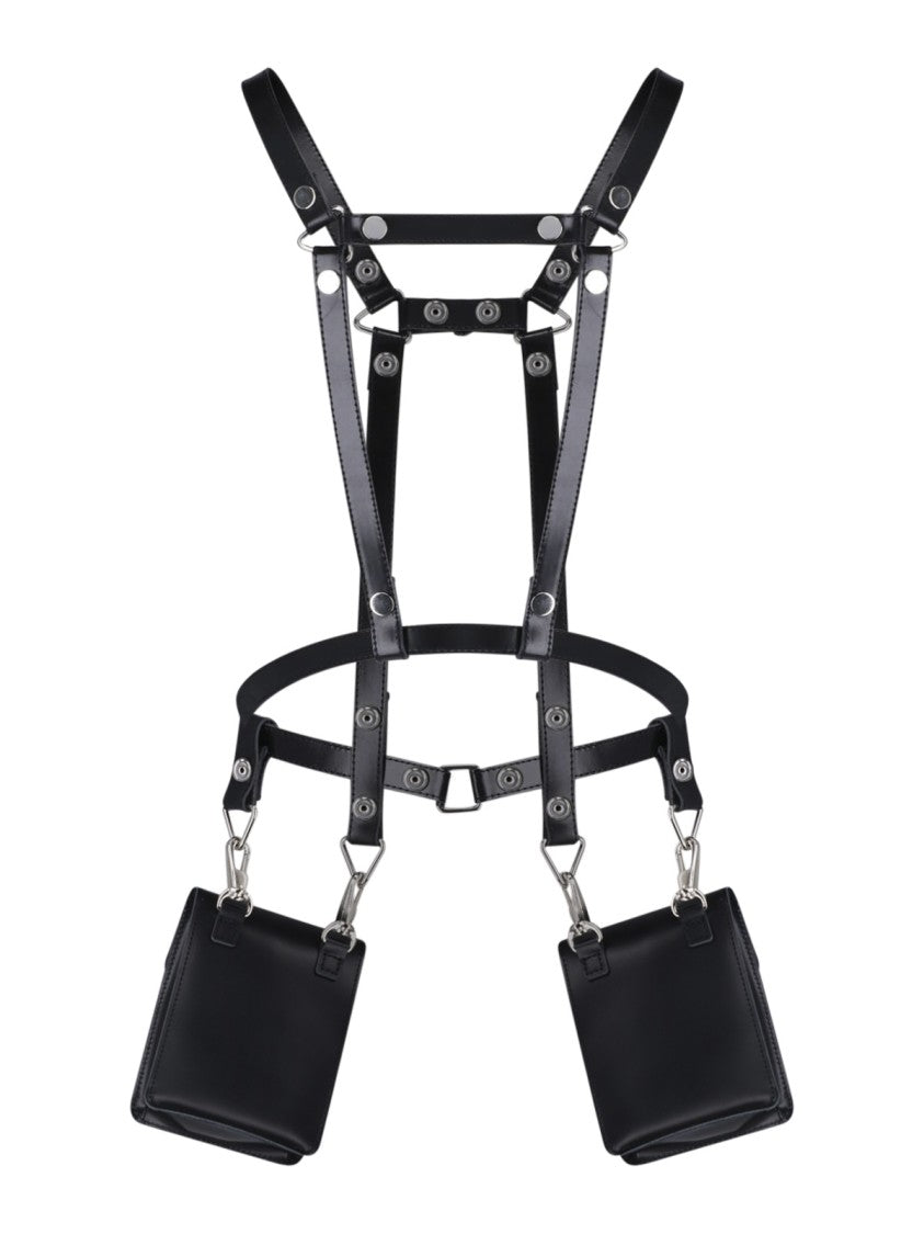 Junya Watanabe Black Leather Harness With Detachable Pouches