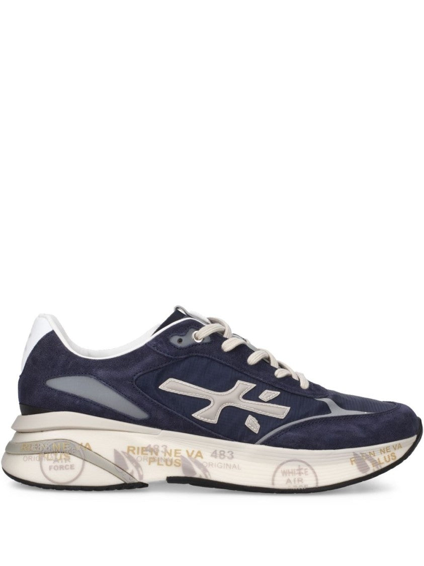 Premiata Low-Top Sneakers With Navy Technical Fabric
