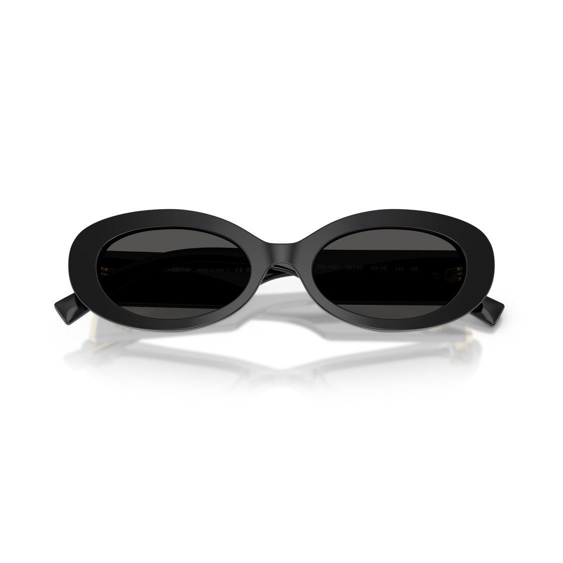 Dolce & Gabbana 0Dg4537 Oval Black Acetate Sunglasses With Gold Emblem