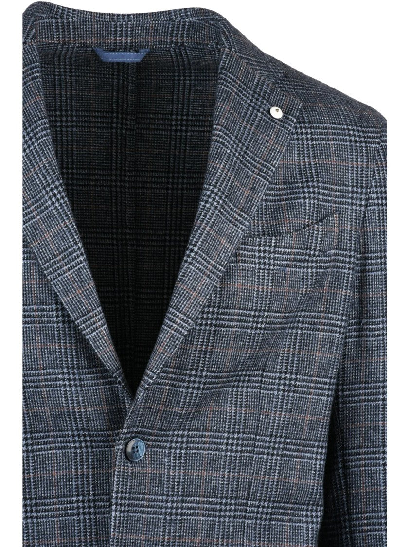 L.B.M. 1911 Rounded Textured Jacket With Checkered Pattern