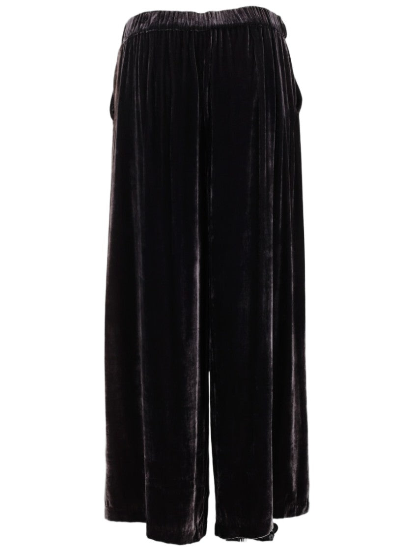 P.A.R.O.S.H. Velvety Black Wide-Leg Pants With Relaxed Fit