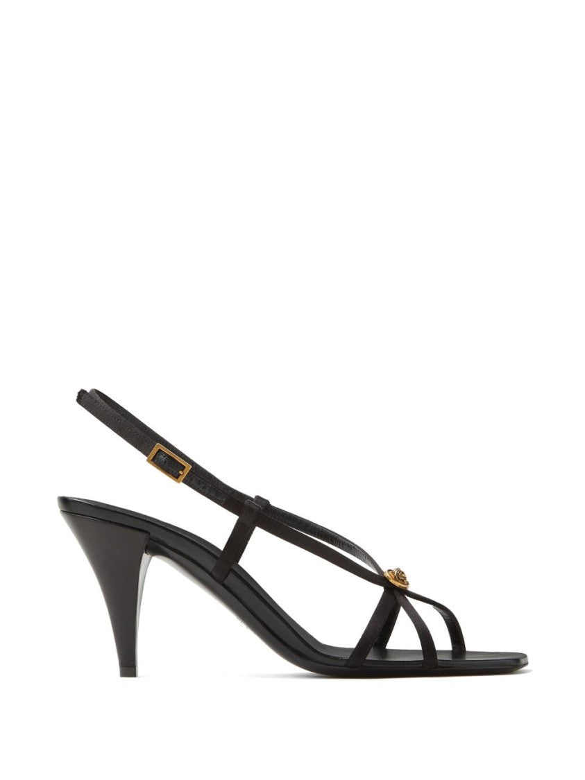 Versace Minimalist Silk And Nylon Sandals With Gold Emblem