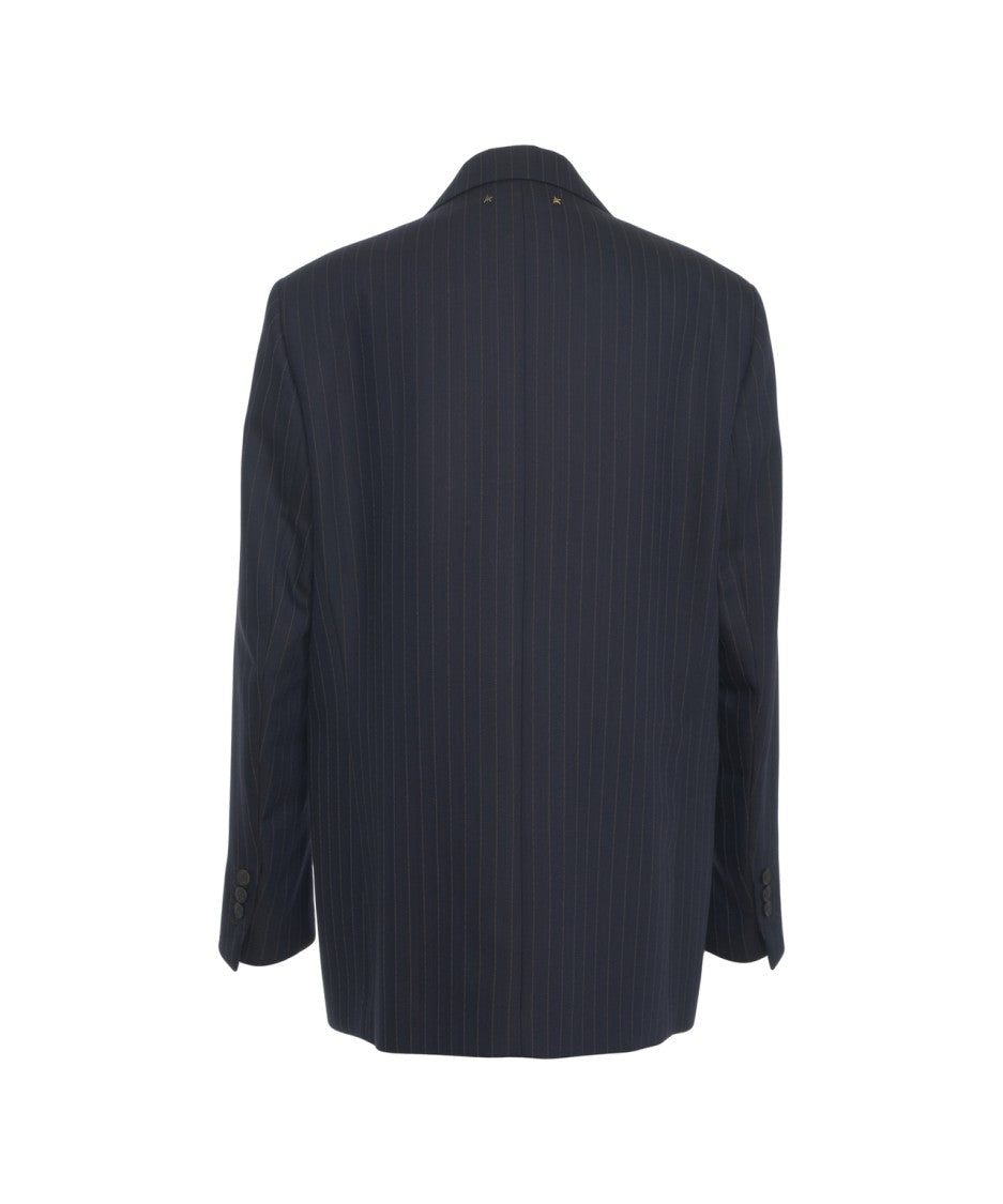 Golden Goose Pinstripe Single-Breasted Blazer With Peak Lapel