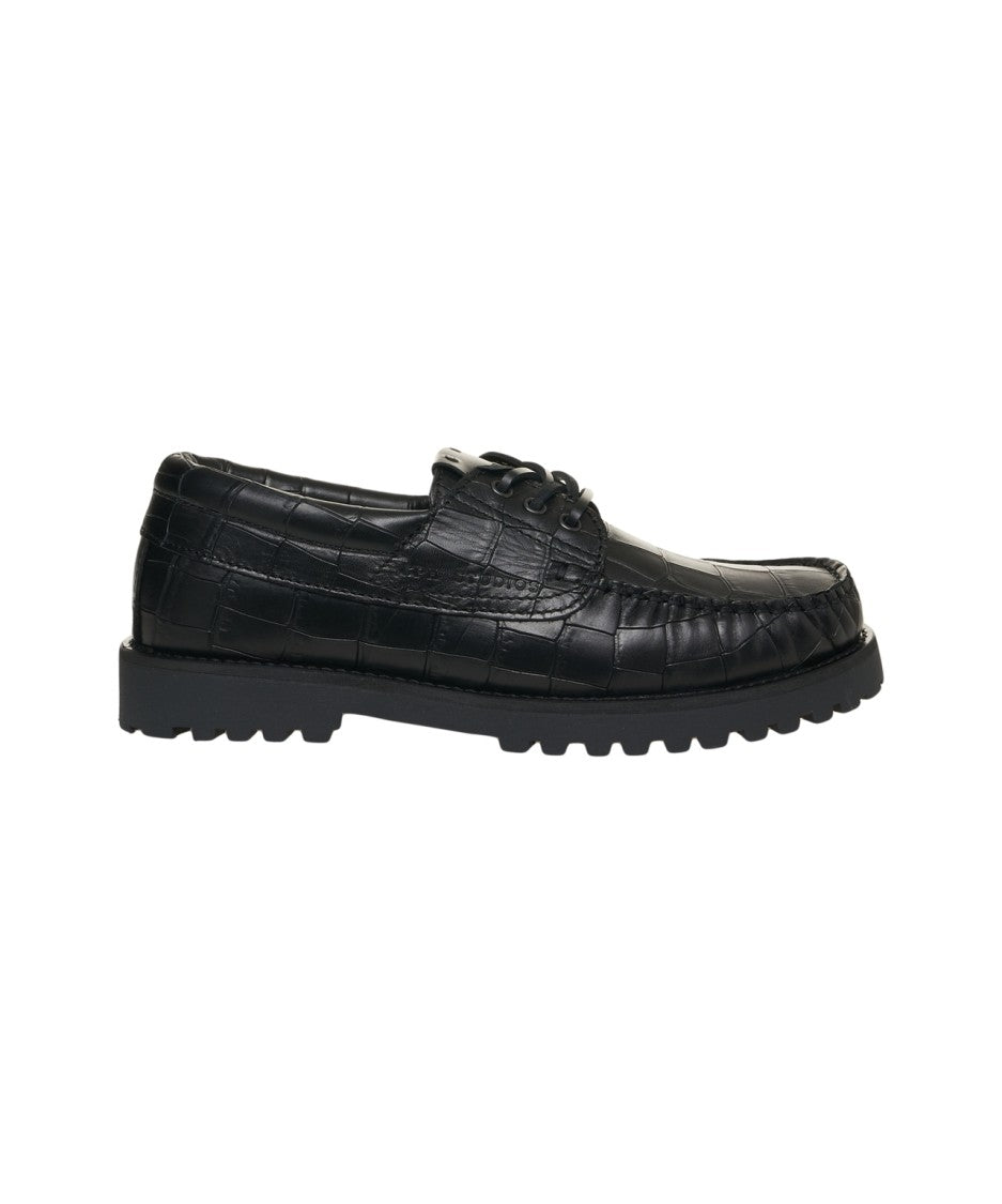 Copenaghen Crocodile Effect Lace-Up Shoes