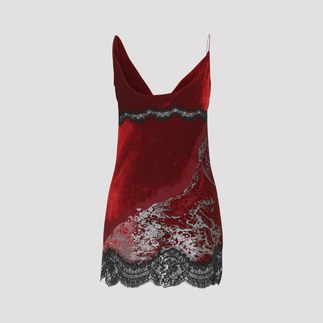 Roberto Cavalli Mini Slip Dress With Deep Cowl Neckline And Abstract Pattern