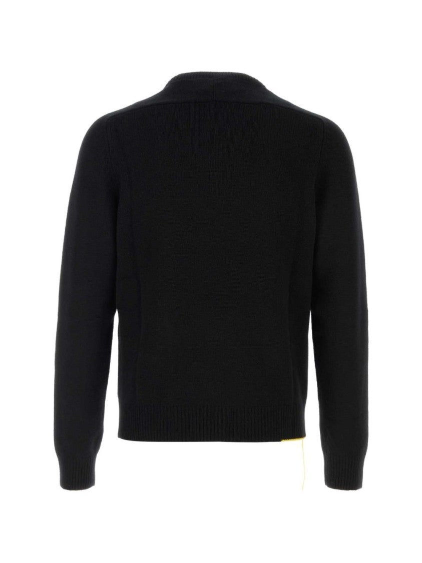 Fendi Black Wool Sweater With Ribbed Hem And Cuffs