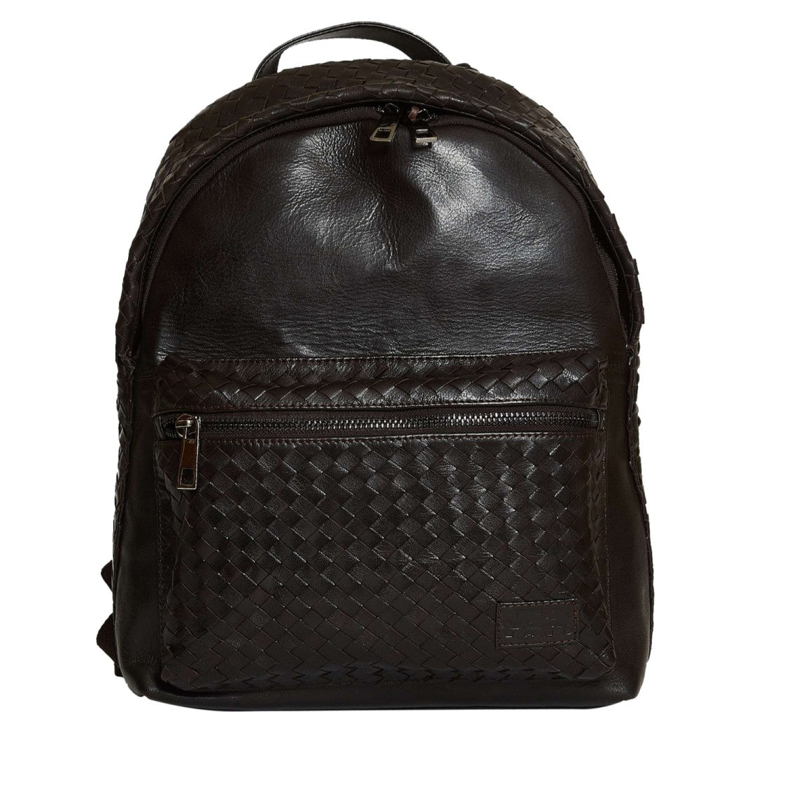 The Jack Leathers Brown Woven Leather Backpack