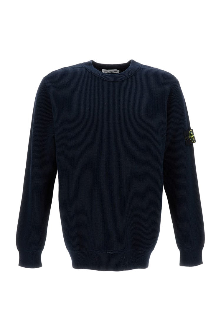 Stone Island Rib-Knit Cotton Crew Neck Sweatshirt