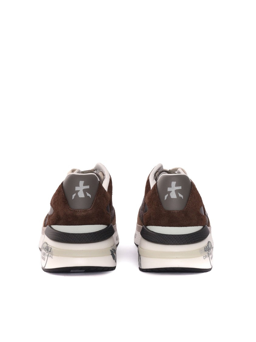 Premiata Textured Grey Sneakers With Calf Leather Accents And Modern Design