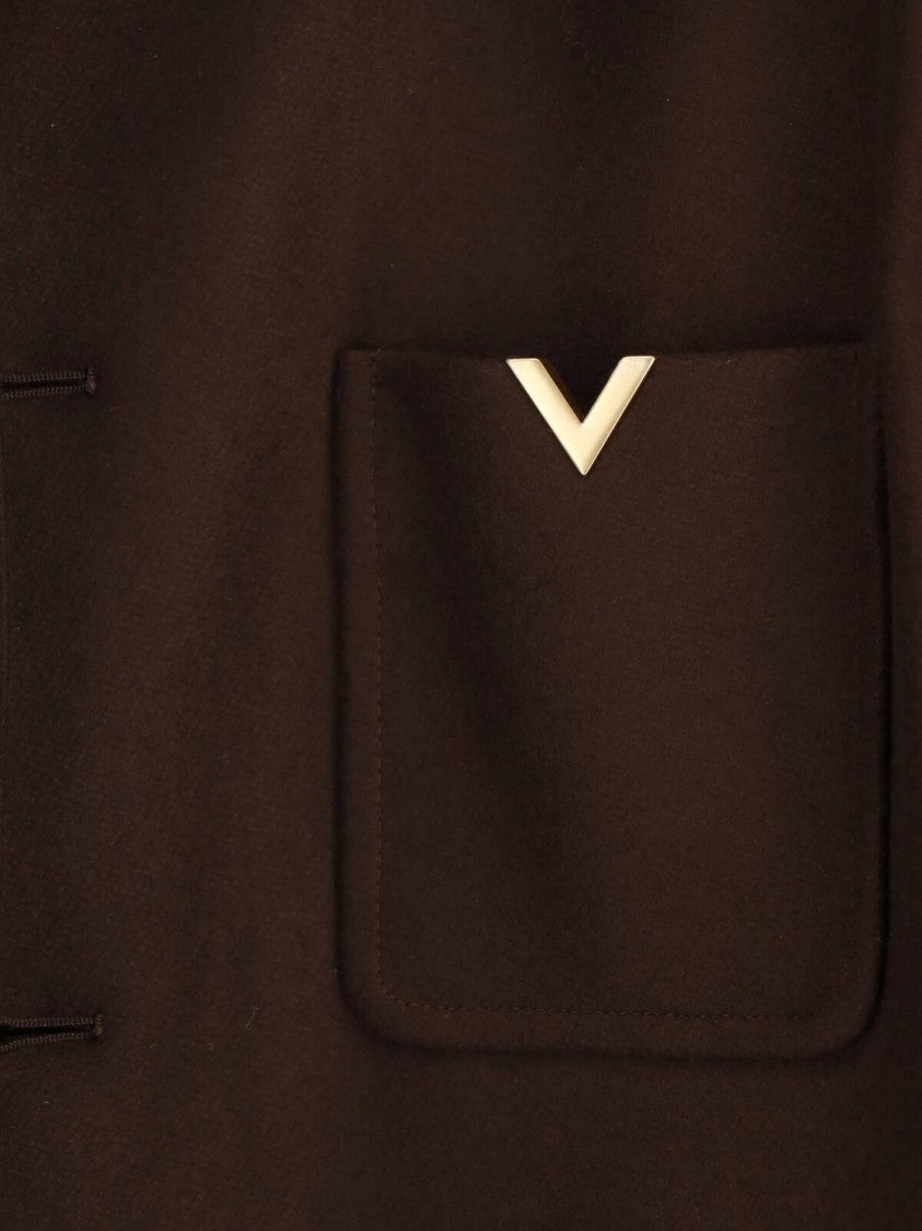 Valentino Brown Structured Classic Collar Metallic Accent Jacket