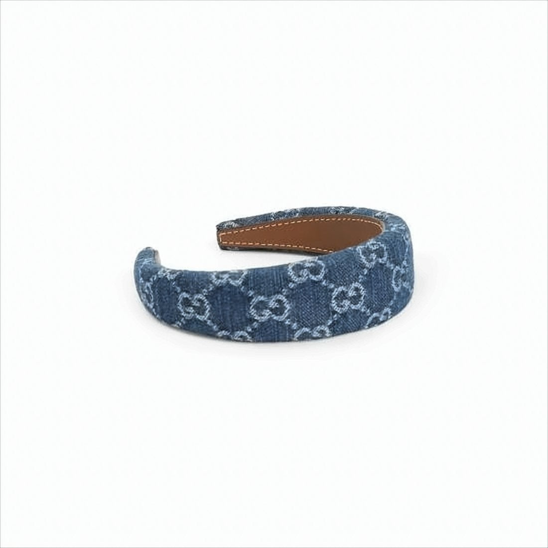 Gucci Denim Padded Headband With Interlocking G Pattern