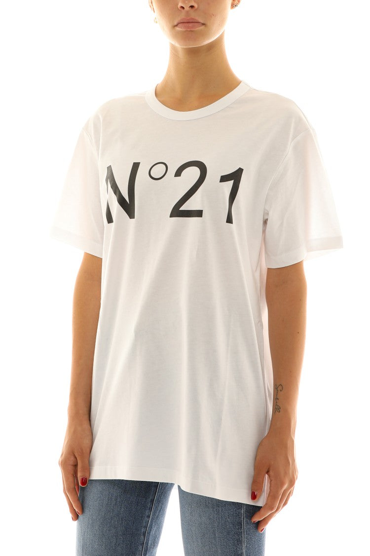 N°21 Boxy White Cotton Jersey T-Shirt