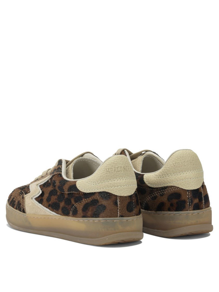 Moaconcept Leopard Print Leather Sneakers With Translucent Sole