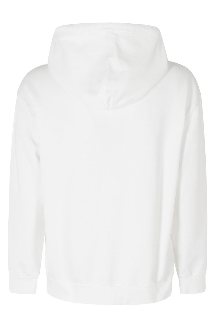 Mm6 By Maison Margiela White Front-Printed Hooded Cotton Sweatshirt