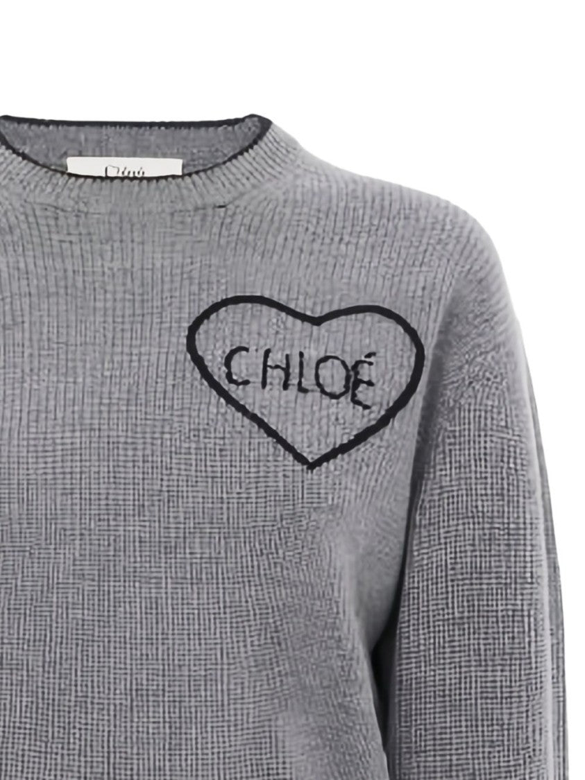 Chloé Ribbed Knit Sweater With Heart-Shaped Patch Detail