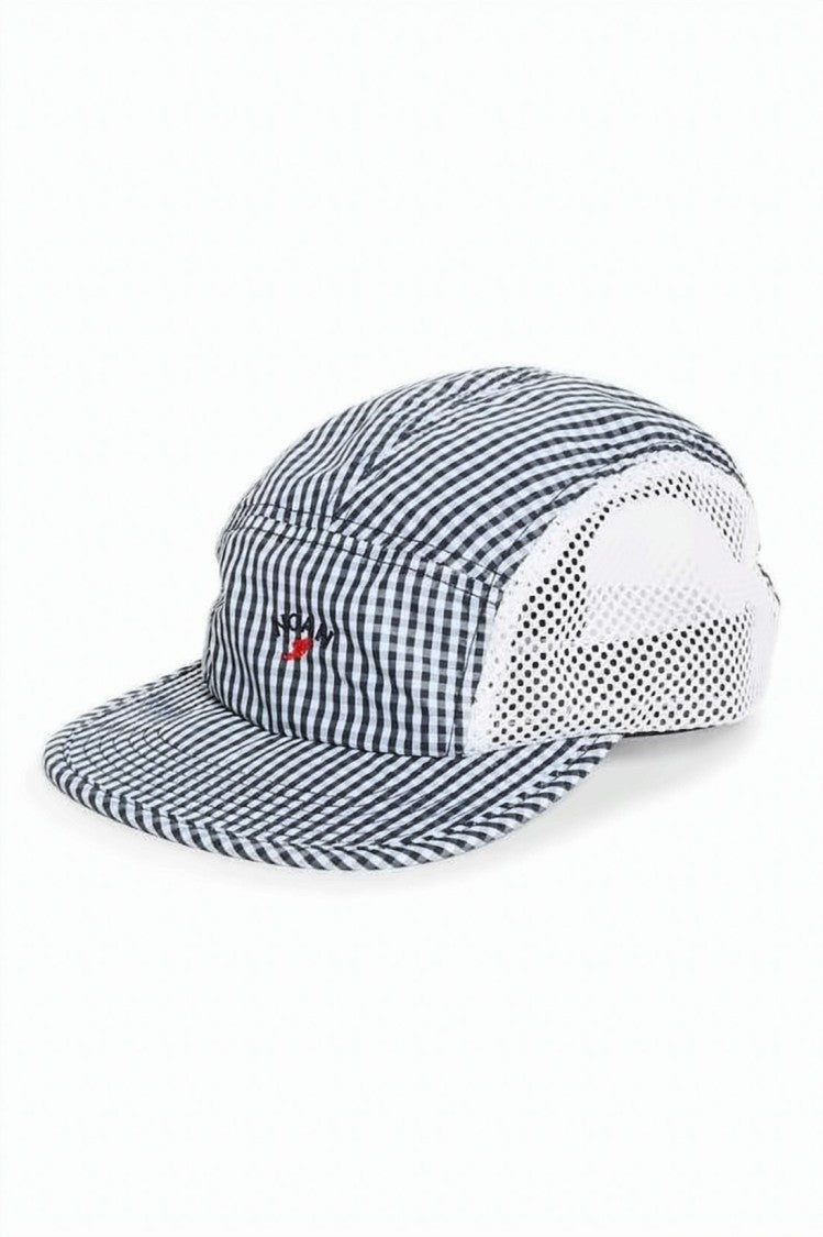 Noah Casual Navy And White Gingham Cap With Breathable Mesh Panels