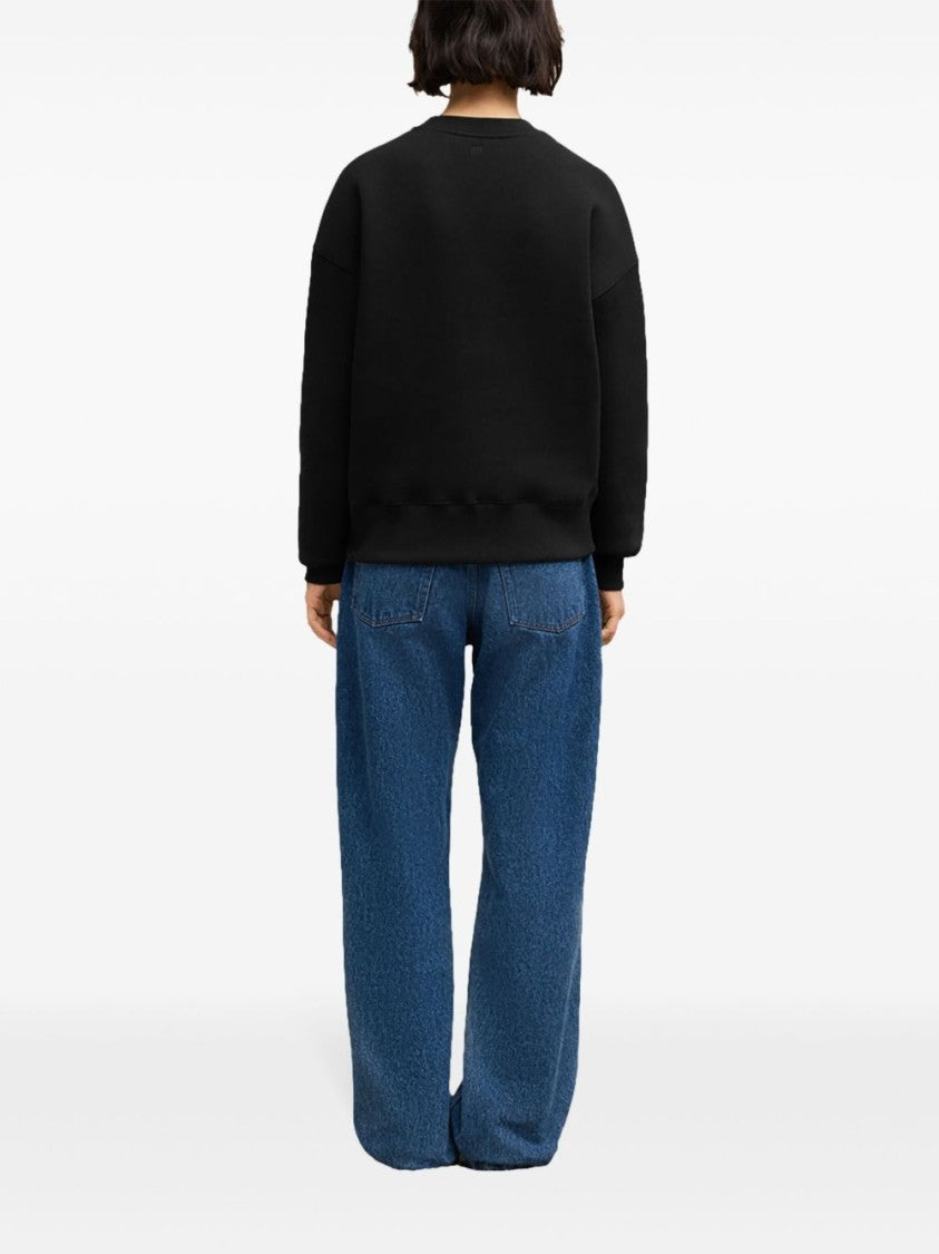 Ami Classic Crew Neck Sweater With Embroidered Heart Logo