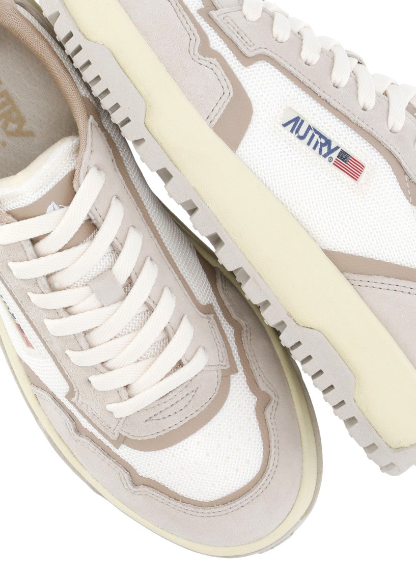 Autry Beige Fabric And Suede Leather Sneakers
