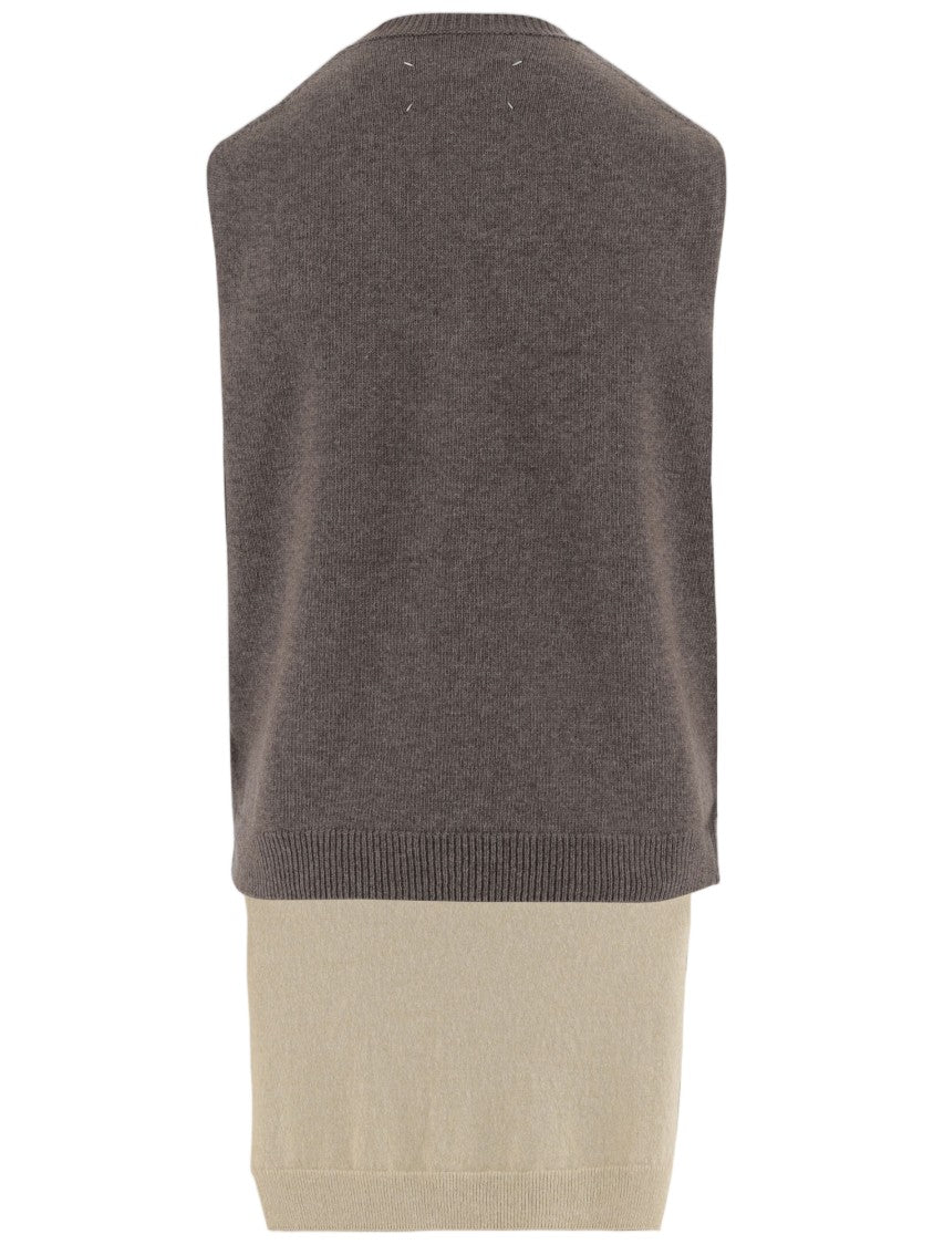 Maison Margiela Sleeveless Wool Vest With Color-Block Design