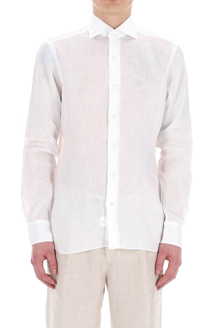 Barba Dandylife Line Solid Linen Tailored Shirt