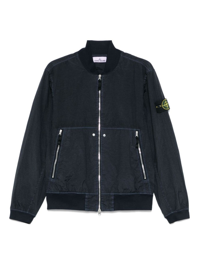 Stone Island Iridescent Nylon Bomber Jacket With Logo Badge
