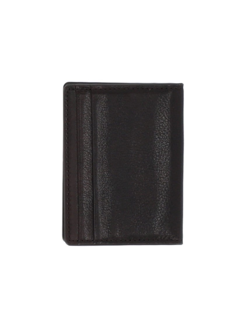 Claudio Orciani Lagoon Metallic Emblem Textured Leather Card Holder