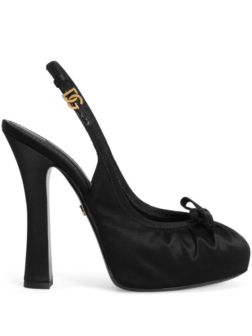 Dolce & Gabbana Slingback Pumps With Hand-Gathered Satin And Bow Detail