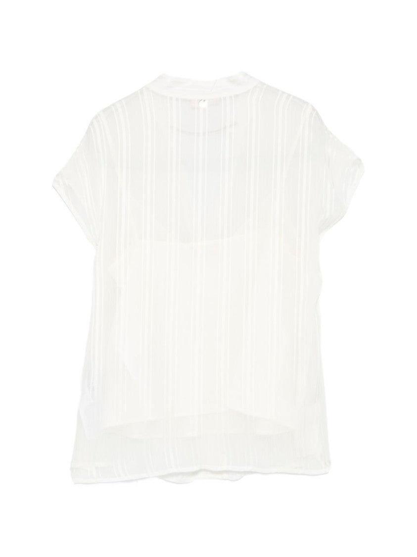 Liu Jo Off-White Striped Chain V-Neck Top
