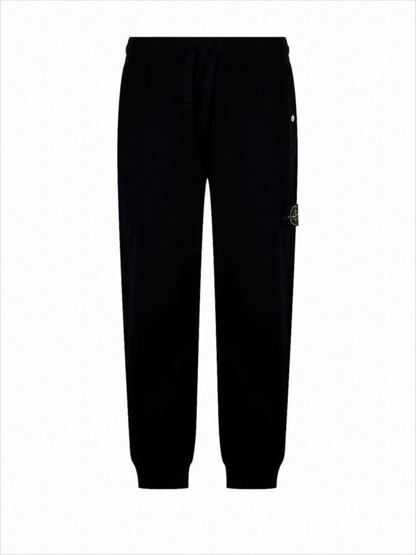 Stone Island Relaxed-Fit Black Jogger Pants With Design