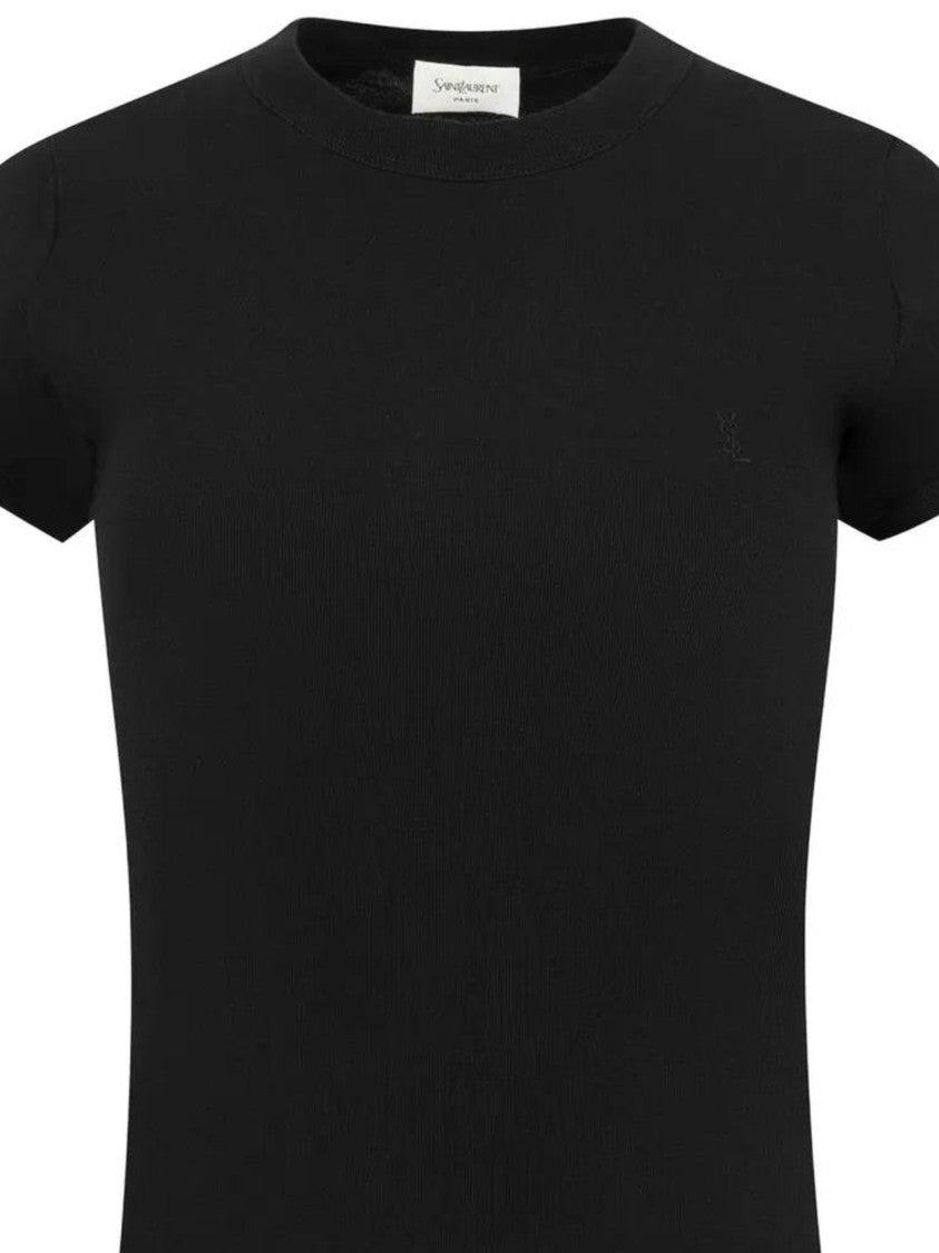 Saint Laurent Fitted Black Logo T-Shirt