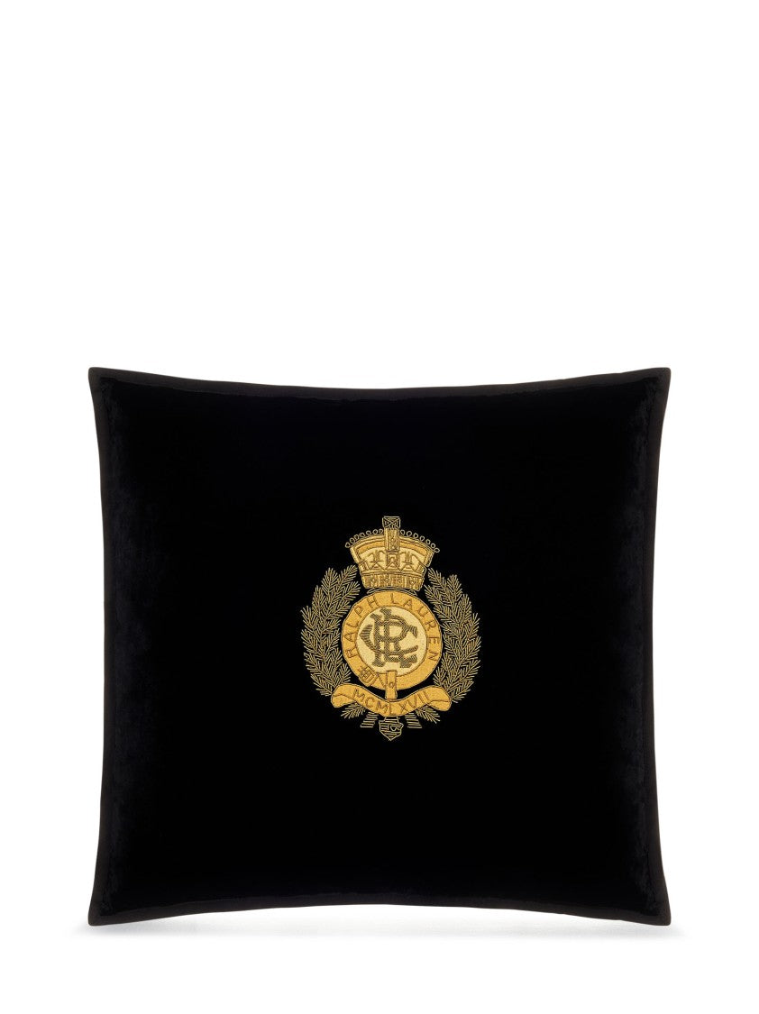 Polo Ralph Lauren Plush Black Pillow With Gold-Tone Embroidery