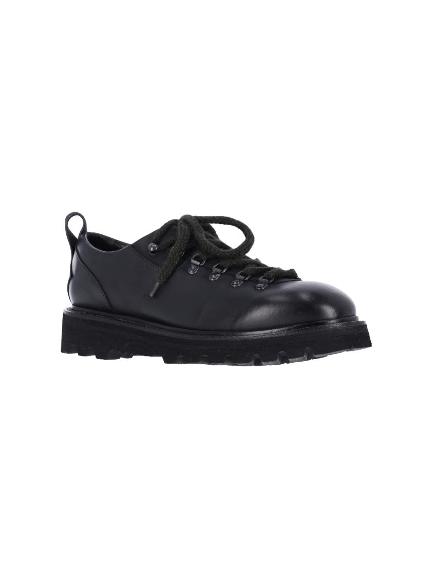 Premiata Black Leather Lace-Up Rubber-Sole Derby