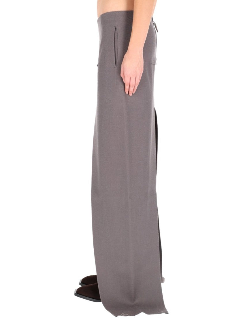 Rick Owens Long Wool Skirt With High Waist