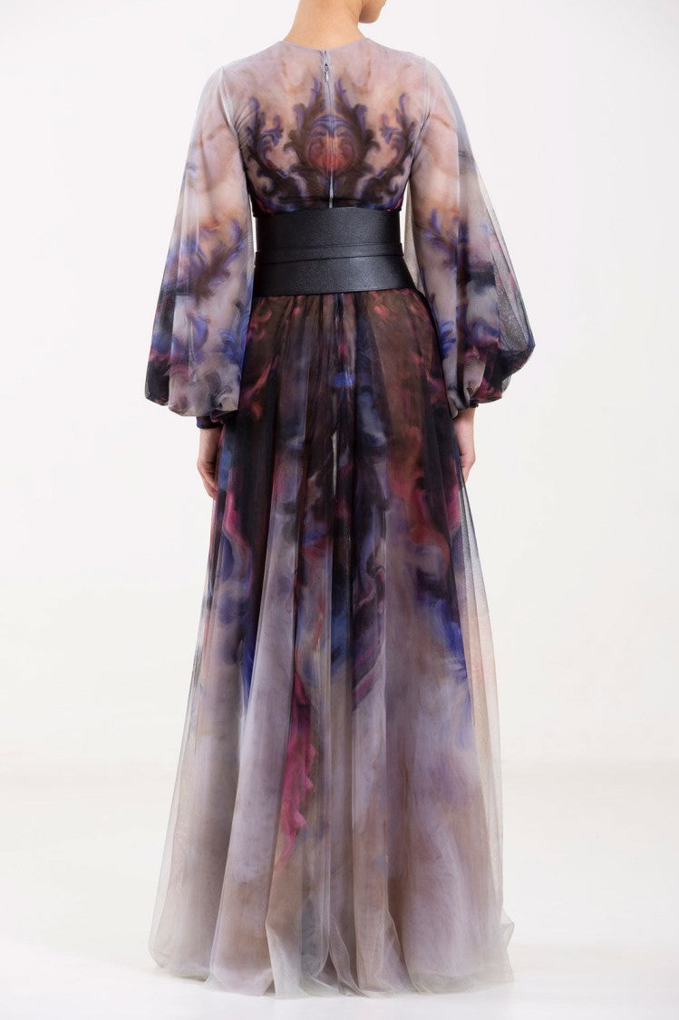 Saiid Kobeisy Chromatic Printed Tulle Dress
