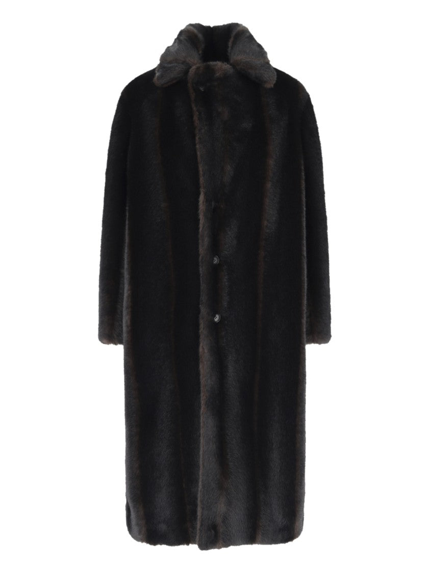 Mm6 By Maison Margiela Brown Faux Fur Lined Coat