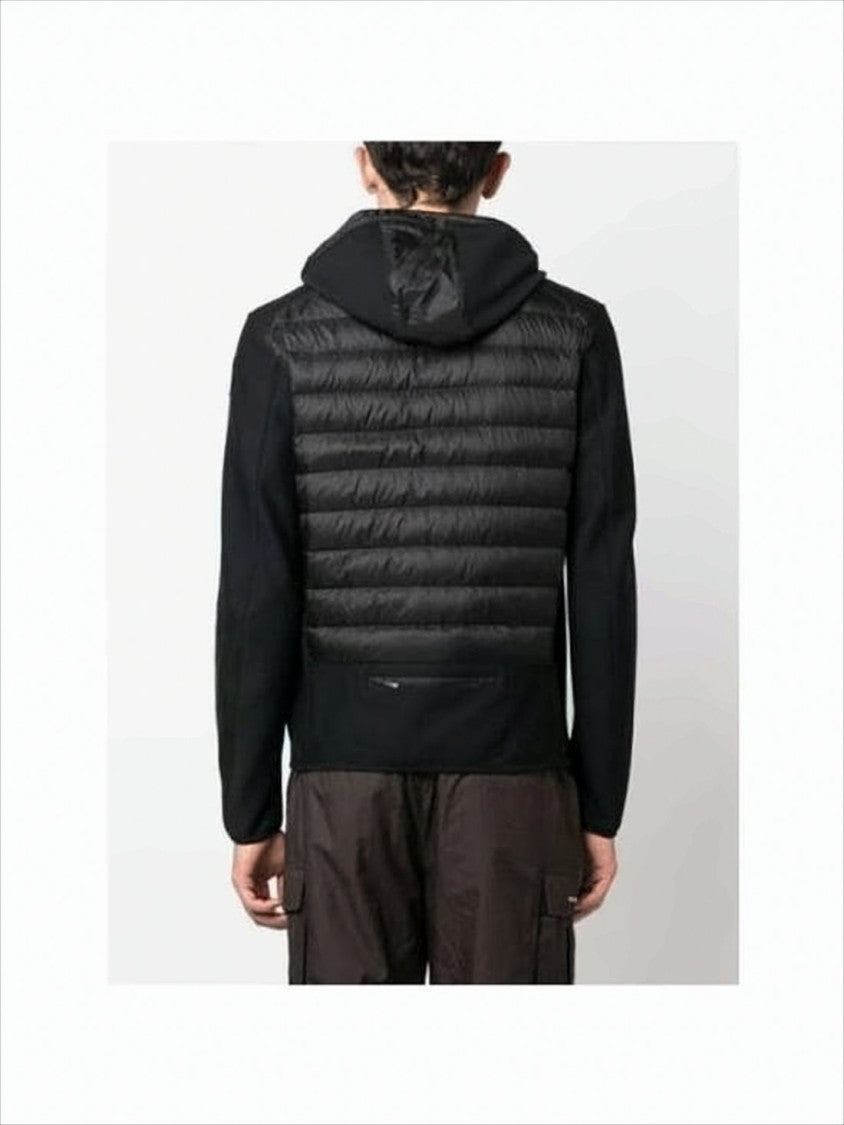 Parajumpers Quilted Black Insulated Jacket With Textured Sleeves