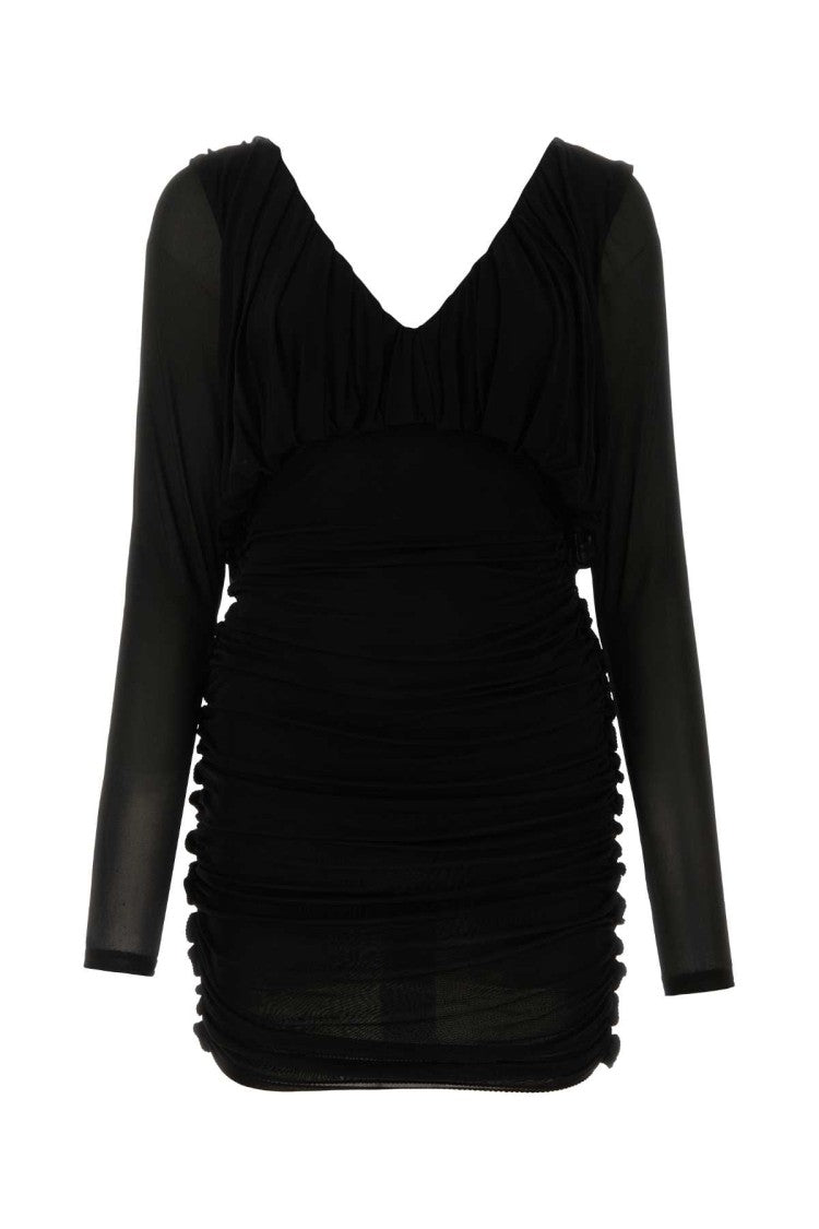 Saint Laurent Black Cupro Mini Dress