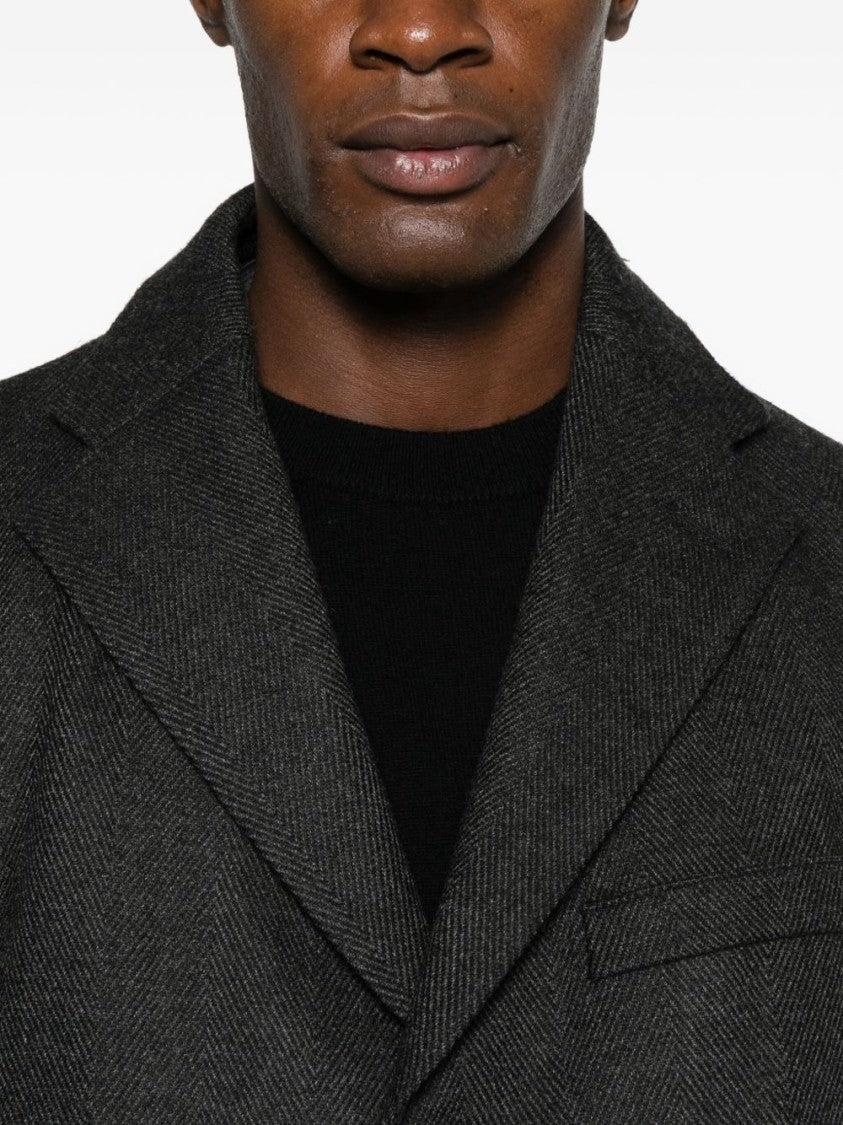 Corneliani Tailored Grey Coat With Structured Lapel
